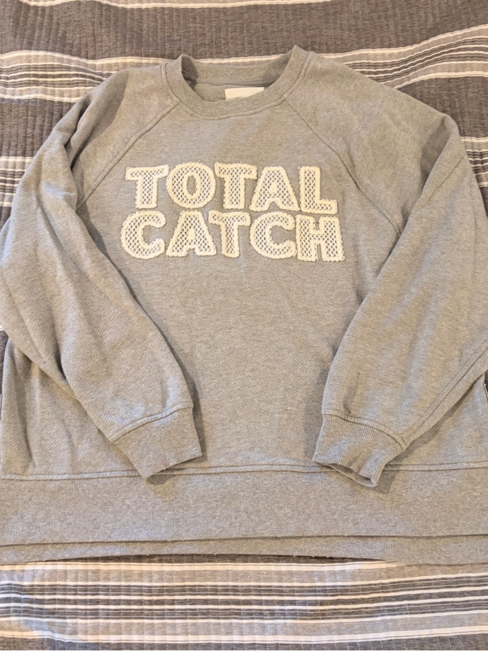 aerie Grey Crewneck Sweatshirt with TOTAL CATCH Applique - Women’s Small